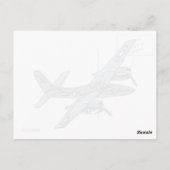 Grumman F7F Tigercat Vliegtuig Pencil Tekening Briefkaart (Achterkant)