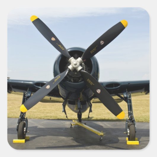 Grumman F8F Bearcat Navy Carrier Fighter op The th Vierkante Sticker (Voorkant)