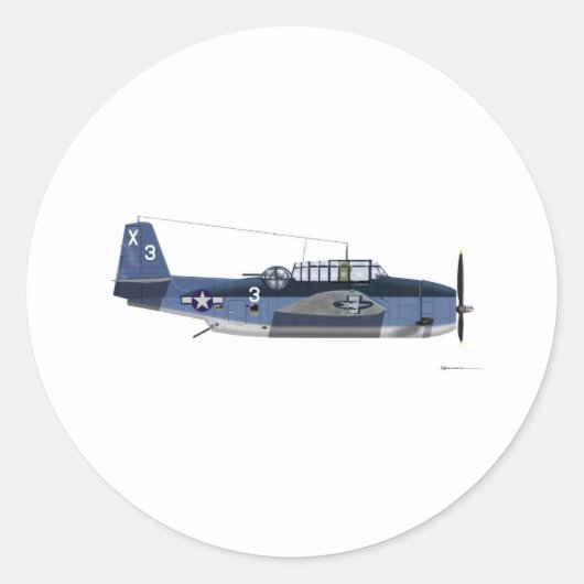 Grumman TBM Avenger Ronde Sticker (Voorkant)