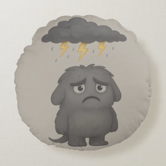 Grummel Kissen – Das ADHS-Monster für Frust Rond Kussen (Voorkant)