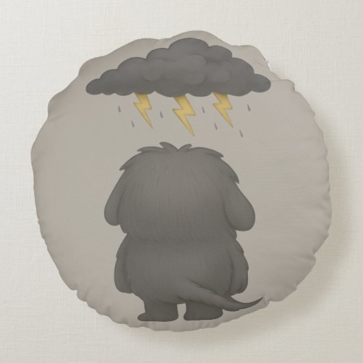 Grummel Kissen – Das ADHS-Monster für Frust Rond Kussen (Achterkant)