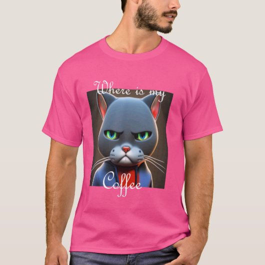 Grummelige Katze - Woist mein Kaffee [Duits Lang T-shirt (Voorkant)