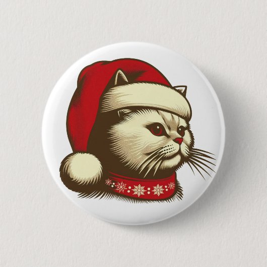 Grump Christmas Cat Ronde Button 5,7 Cm (Voorkant)