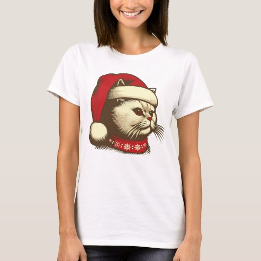 Grump Christmas Cat T-shirt (Voorkant)