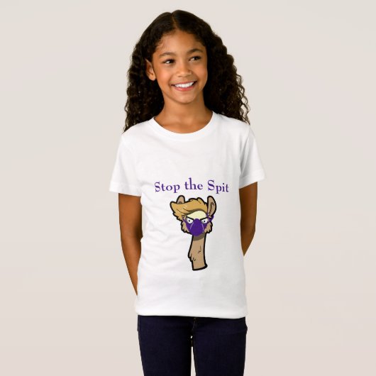 Grump Llama "Stop the Spit" Girls T-Shirt (Voorkant volledig)