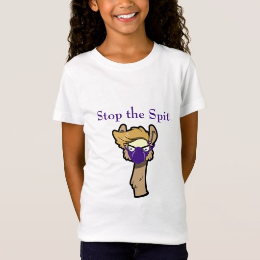 Grump Llama "Stop the Spit" Girls T-Shirt (Voorkant)