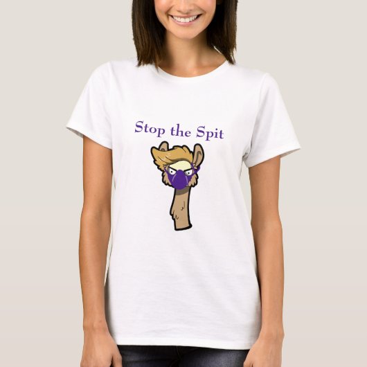 Grump Llama "Stop the Spit" Vrouwen T-Shirt (Voorkant)