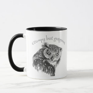 Grump Minimalistische Waterverf Print Art Owl Love Mok