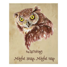 Grump Minimalistische Waterverf Print Art Owl Love
