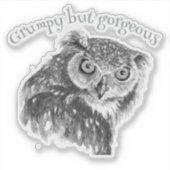 Grump Minimalistische Waterverf Print Art Owl Love Sticker (Voorkant)