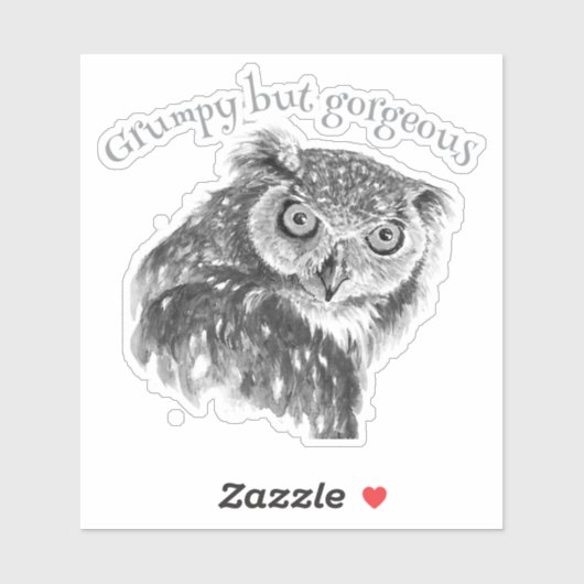 Grump Minimalistische Waterverf Print Art Owl Love Sticker (Vel)