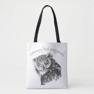 Grump Minimalistische Waterverf Print Art Owl Love Tote Bag