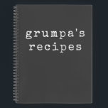 Grumpa | Funny Grumpy Grandpa Black White Recipe Notitieboek<br><div class="desc">Een blanco recept tijdschrift alleen voor Grumpa! Gepersonaliseerd gebruikend een retro typemachine doopvont in wit op een zwarte achtergrond. Geweldig cadeautje voor een gruwelijke opa.</div>