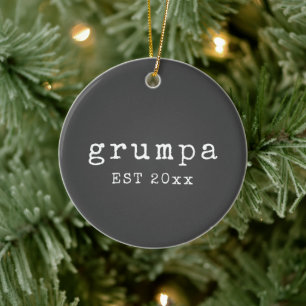 Grumpa   Grappige chagrijnige opa in zwart-wit Keramisch Ornament