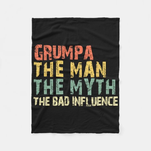 Grumpa Het Man De Mythe Byd Beïnvloeden Funny Vint Fleece Deken (Voorkant)