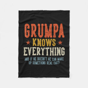 Grumpa weet alles vaderdag retro vintage fleece deken