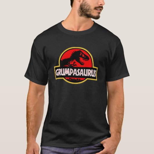 GRUMPASAURUS GRUMPY OUD MAN GRAP DINOSAURUS T-SHIRT (Voorkant)