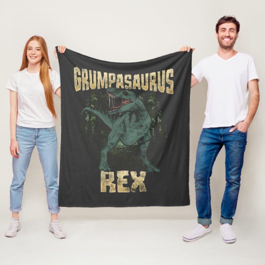Grumpasaurus Rex Dinosaur T Rex Grandpa Fleece Deken (In situ)