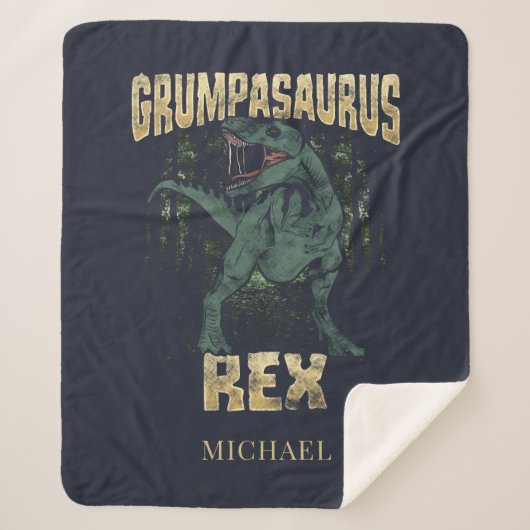 Grumpasaurus Rex Dinosaur T Rex Grandpa Sherpa Deken (Voorkant)