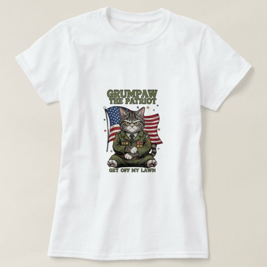Grumpaw de Patriot - Grappig Angry Cat T-shirt (Design voorkant)