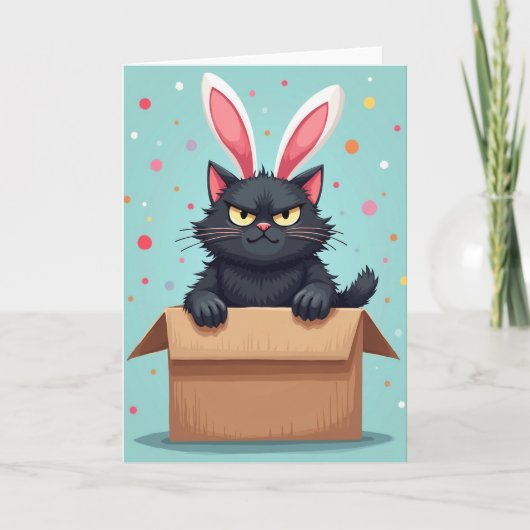 Grumperige Bunny Kitty Fun Kaart (Voorkant)