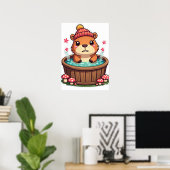 Grumperige Capybara Bubbelbad Kawaii Paddenstoel S Poster (Thuiskantoor)