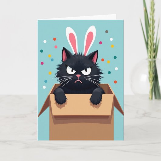Grumperige Konijn Kat Fun Kaart (Voorkant)