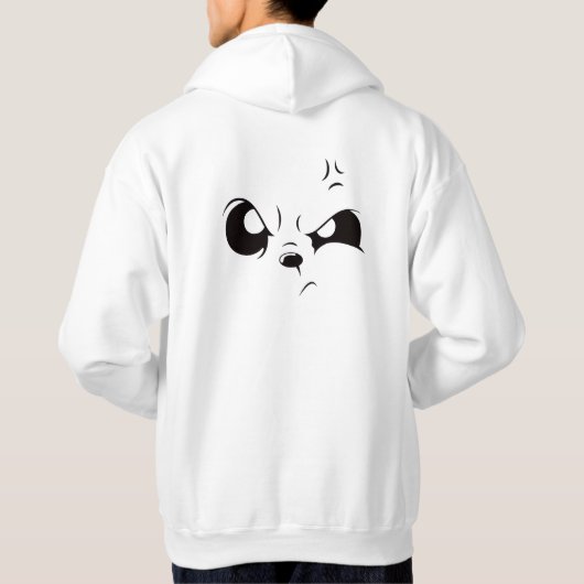 Grumperige Panda Gezicht Minimalistische Witte Ove Hoodie (Achterkant)
