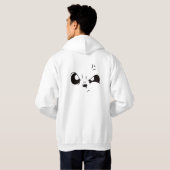 Grumperige Panda Gezicht Minimalistische Witte Ove Hoodie (Achterkant volledig)