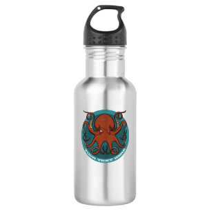Grumperige Rode Octopus Tentakels Cartoon Waterfles