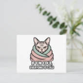 Grumperige Sphynx Kat Koude Humor Cartoon Kunst Feestdagenkaart (Staand voorkant)