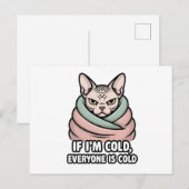 Grumperige Sphynx Kat Koude Humor Cartoon Kunst Feestdagenkaart (Voorkant / Achterkant)