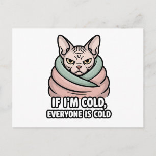Grumperige Sphynx Kat Koude Humor Cartoon Kunst Feestdagenkaart