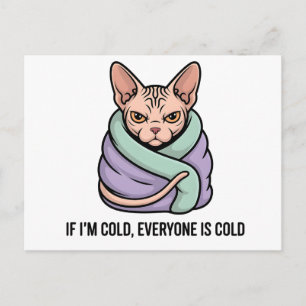 Grumperige Sphynx Kat Koude Humor Cartooneske Kuns Feestdagenkaart