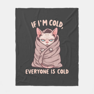 Grumperige Sphynx Kat Koude Humor Illustratie Fleece Deken