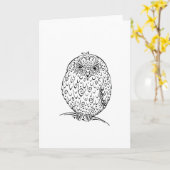Grumpy African Barred Owlet Design Kaart (Gele Bloem)