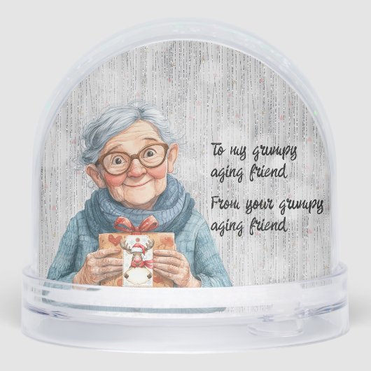 Grumpy Aging Female Friend Snow Globe Sneeuwbol (Achterkant)