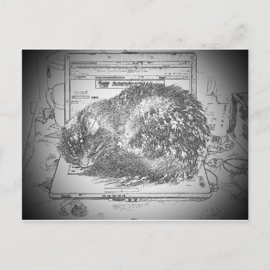 Grumpy Angel op een laptoplap kat? Briefkaart (Voorkant)