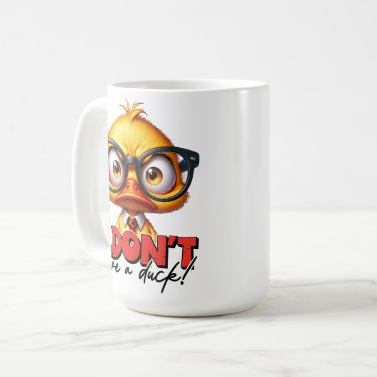 Grumpy Angry Duck met bril Grappig Gezegde Koffiemok (Voorkant links)
