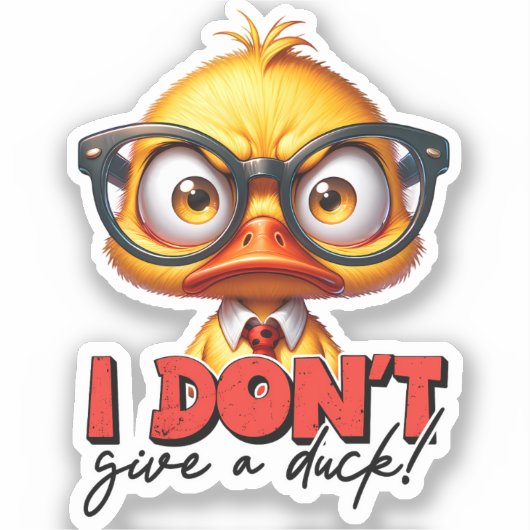 Grumpy Angry Duck met bril Grappig Gezegde Sticker (Voorkant)