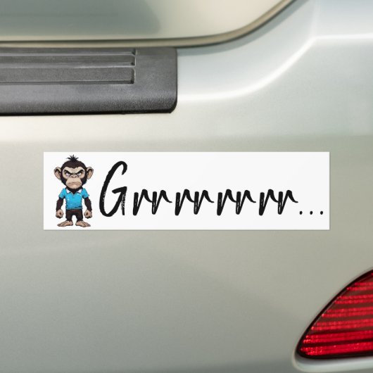 Grumpy Ape Decal, Grappige Boze 'Grrrr' Expressie Bumpersticker (Op auto)