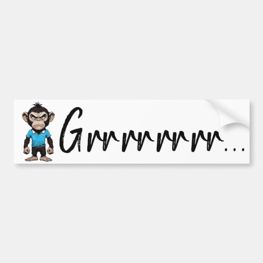 Grumpy Ape Decal, Grappige Boze 'Grrrr' Expressie Bumpersticker (Voorkant)