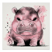 Grumpy Baby Hippo Perfect Poster (Voorkant)