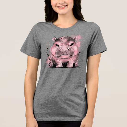 Grumpy Baby Hippo Tri-Blend Shirt (Voorkant)