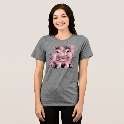 Grumpy Baby Hippo Tri-Blend Shirt (Voorkant volledig)