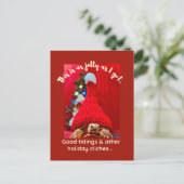 Grumpy baby sulcata schildpad in rood pet Vakantie Briefkaart (Staand voorkant)