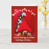 Grumpy baby sulcata schildpad in rood pet Vakantie Kaart (Gele Bloem)