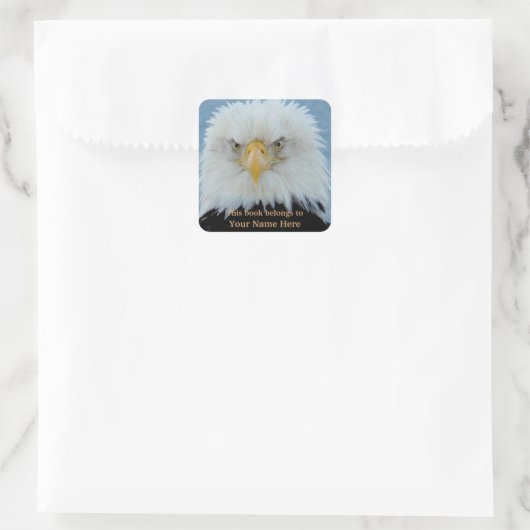 Grumpy Bald Eagle Vierkante Sticker (Tas)