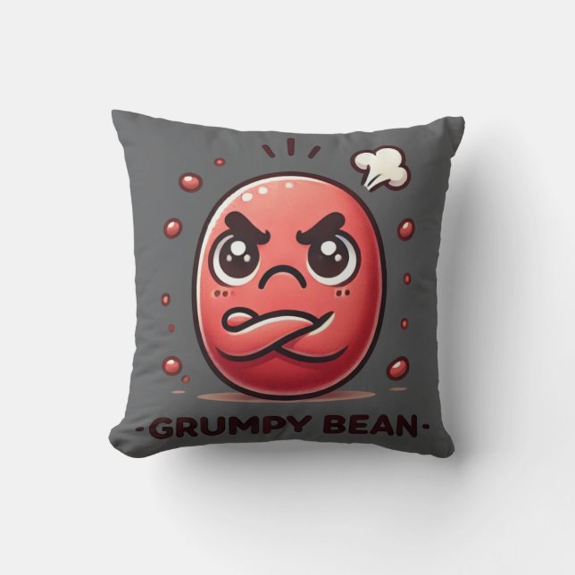 Grumpy Bean - De Moody Kleine Boon Kussen (Voorkant)