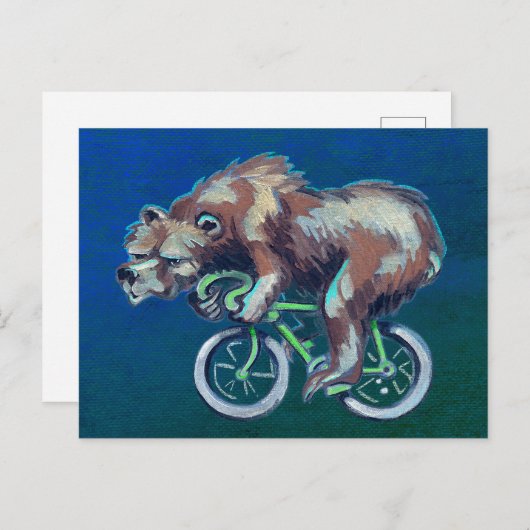 Grumpy Beer Rijden op een fiets Briefkaart (Voorkant / Achterkant)